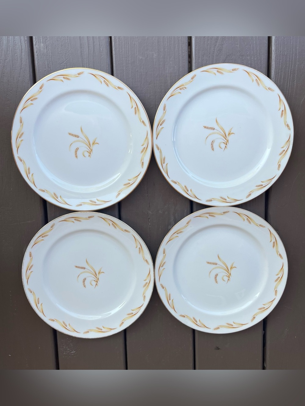 Vintage Abalone 4 Golden Grain Wheat Dinner Plates Country Western Farmhouse 10”